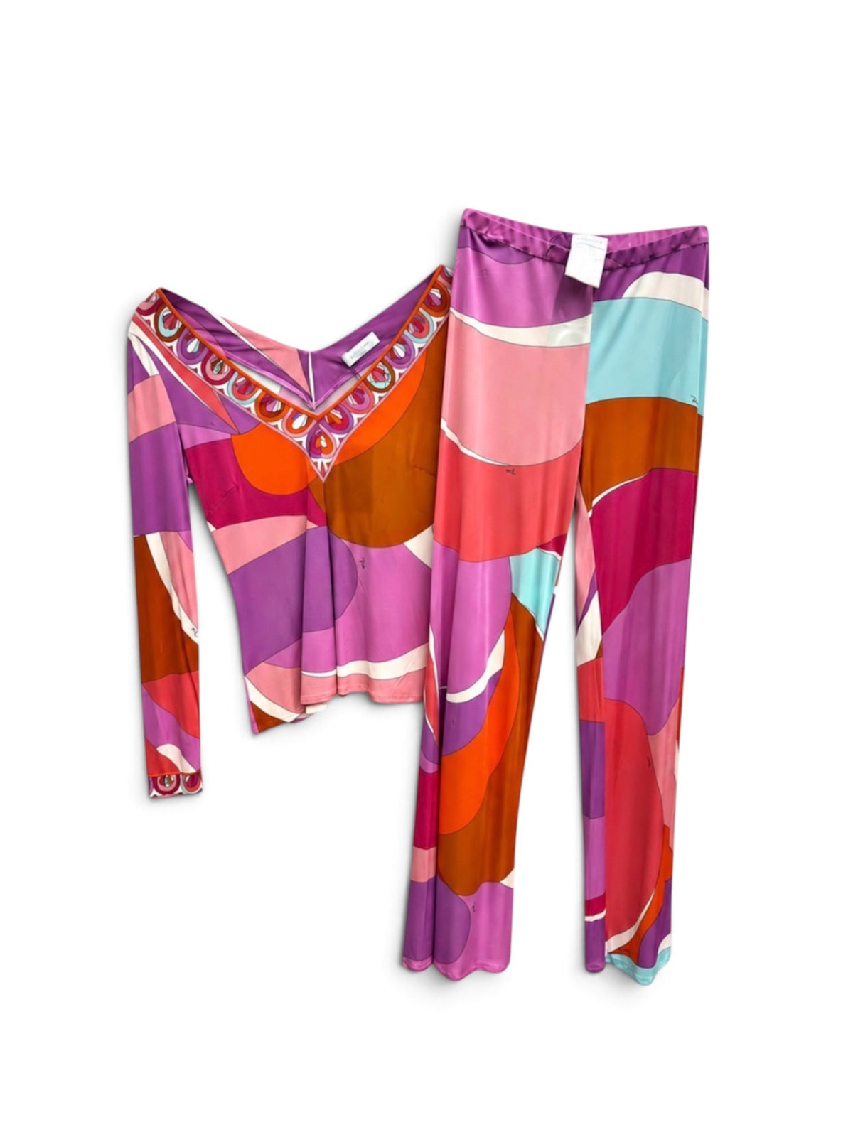 Emilio Pucci Printed Two-Piece Top and Pants Set