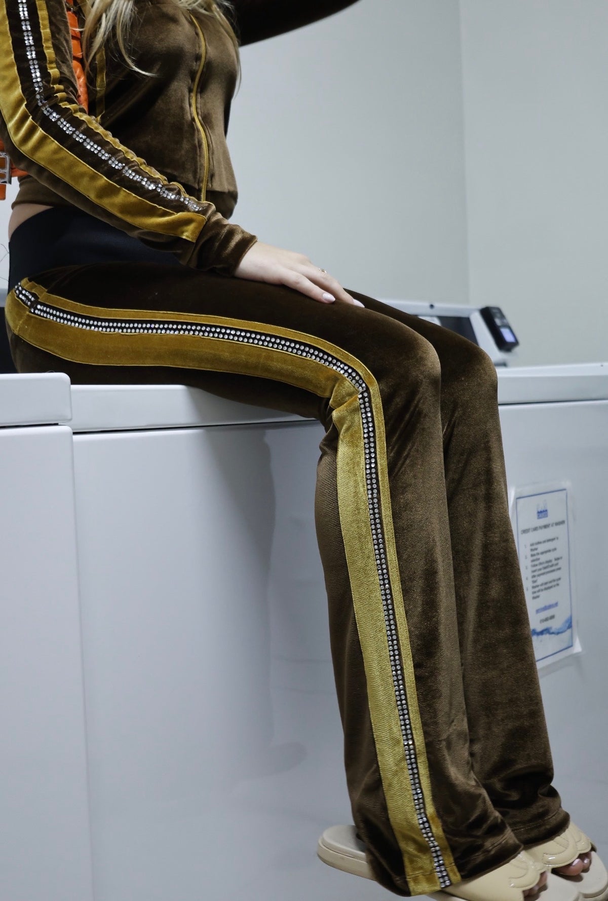 D&G Rhinestone Stripe Velour Tracksuit Set