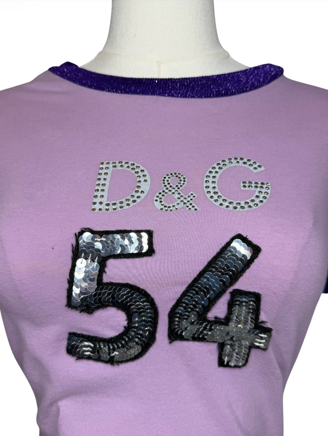 D&G Lilac Metallic Trim Sequin 54 T-Shirt
