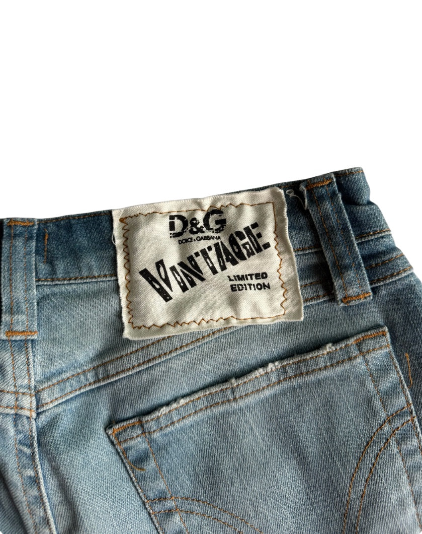 D&G Gold Sequin Patch Light Wash Jeans