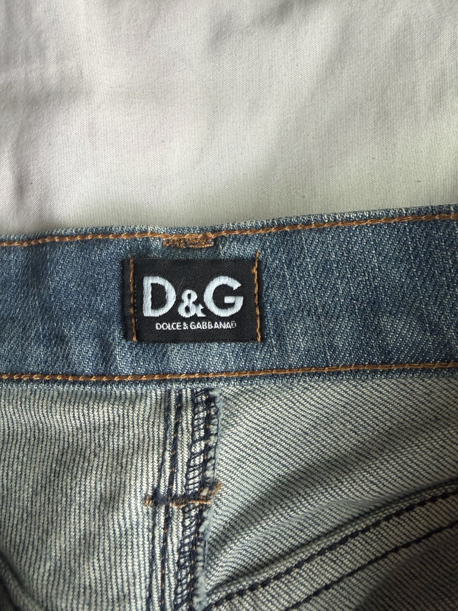 D&G Gold Sequin Patch Light Wash Jeans