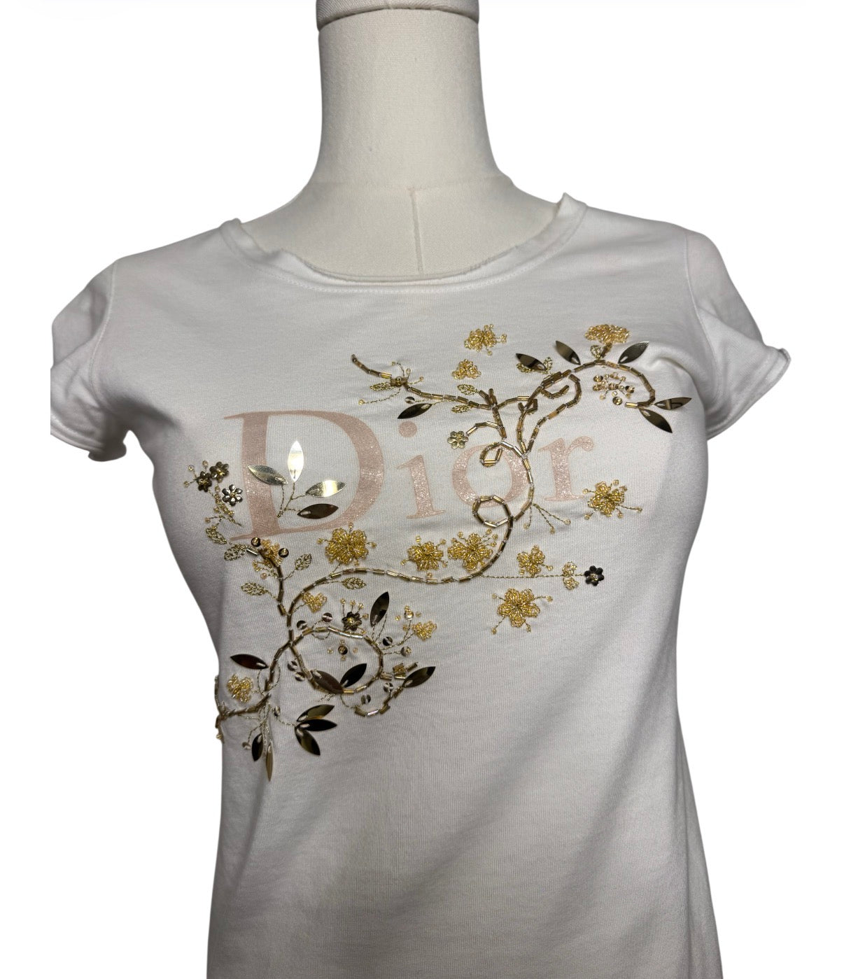 Dior Vintage Gold Embellished Tee