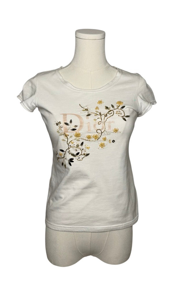 Dior Vintage Gold Embellished Tee