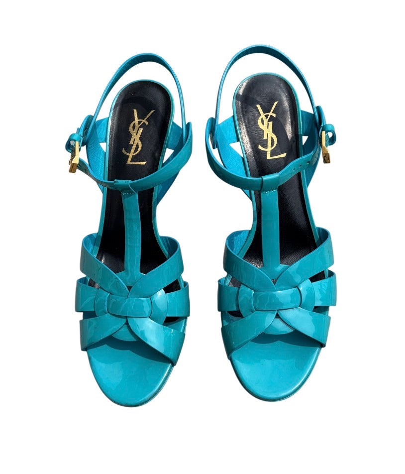Saint Laurent Tribute Heels in Teal