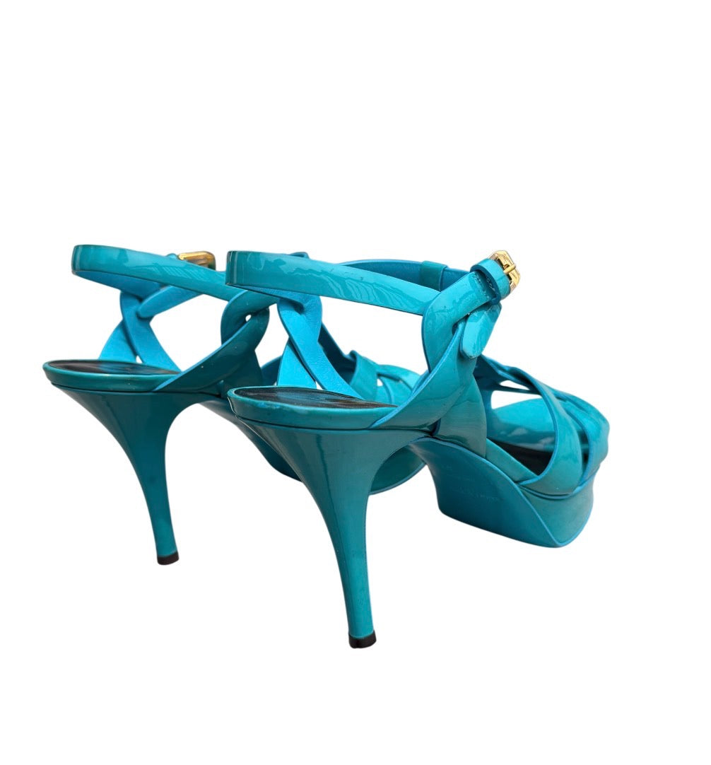 Saint Laurent Tribute Heels in Teal