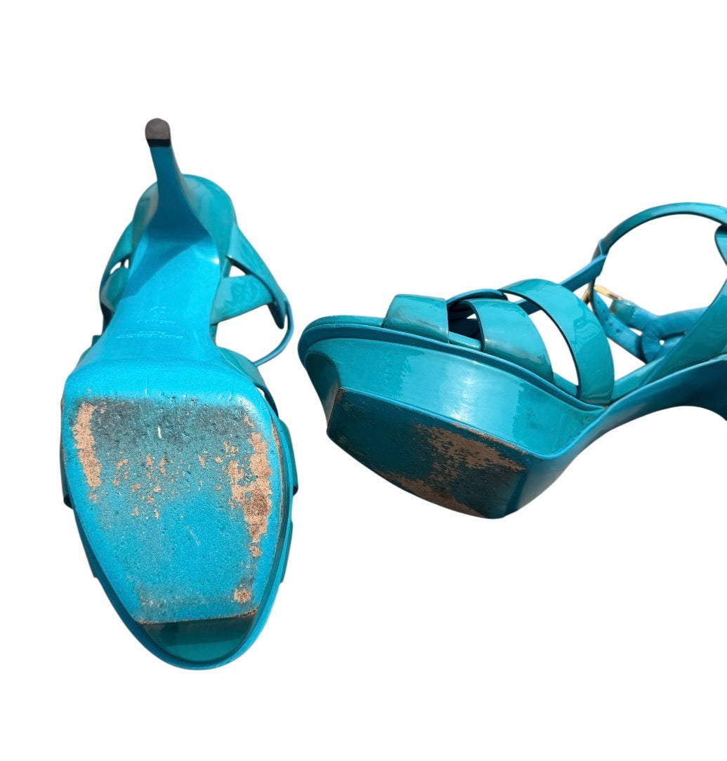 Saint Laurent Tribute Heels in Teal