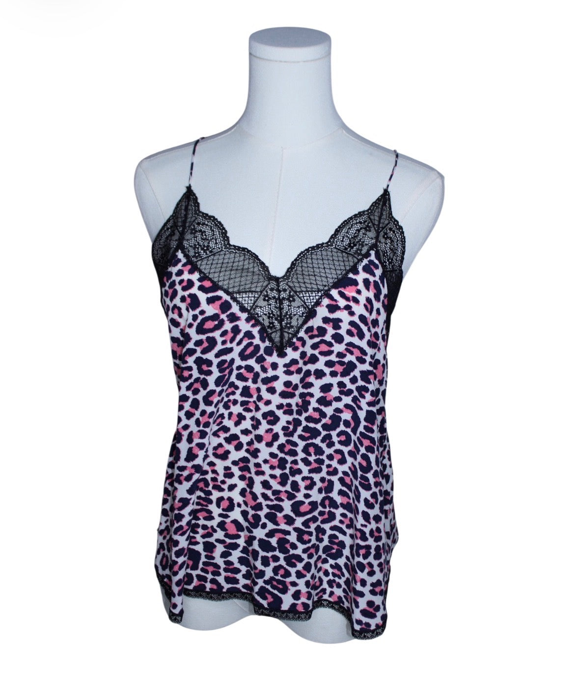 Zadig and Voltaire Pink Cheetah Lace Cami