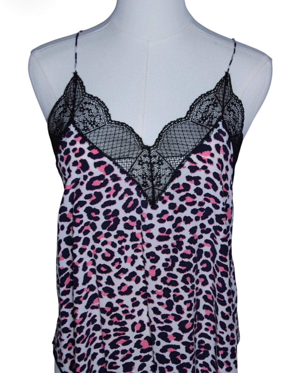 Zadig and Voltaire Pink Cheetah Lace Cami