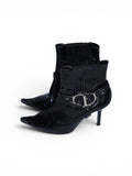Dior CD Black Leather Booty Heels