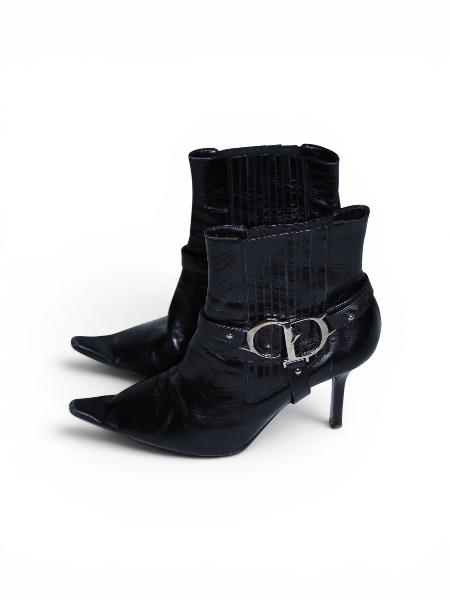 Dior CD Black Leather Booty Heels