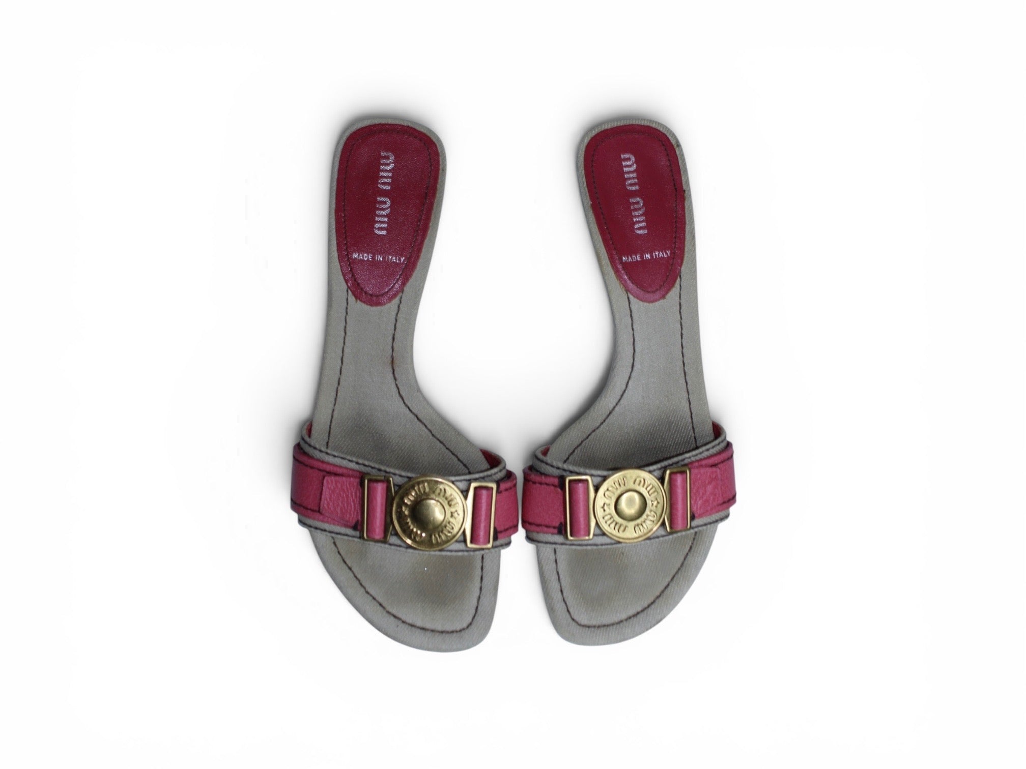 Miu Miu Pink and Gold Kitten Heels
