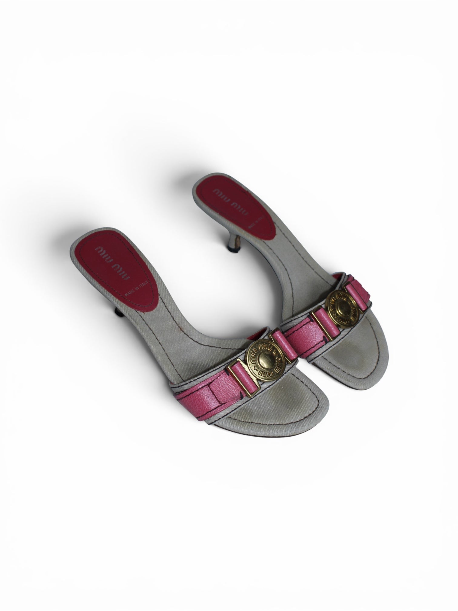 Miu Miu Pink and Gold Kitten Heels