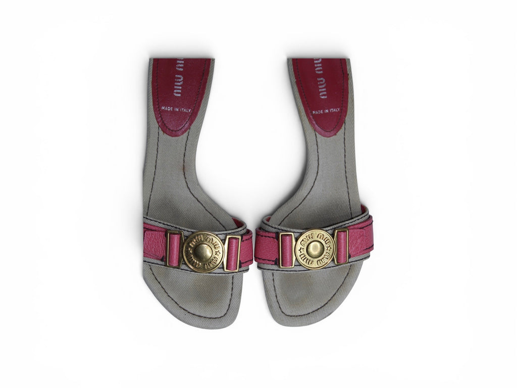 Miu Miu Pink and Gold Kitten Heels