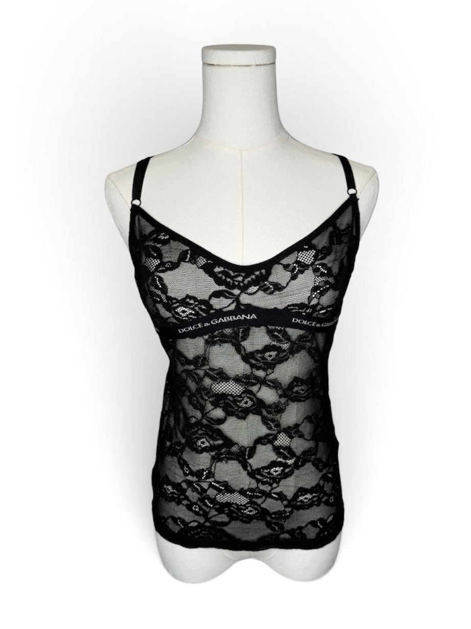 Dolce & Gabbana Black Laci Cami