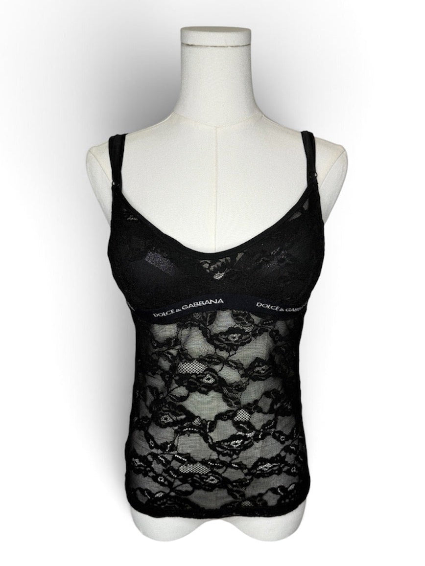 Dolce & Gabbana Black Laci Cami