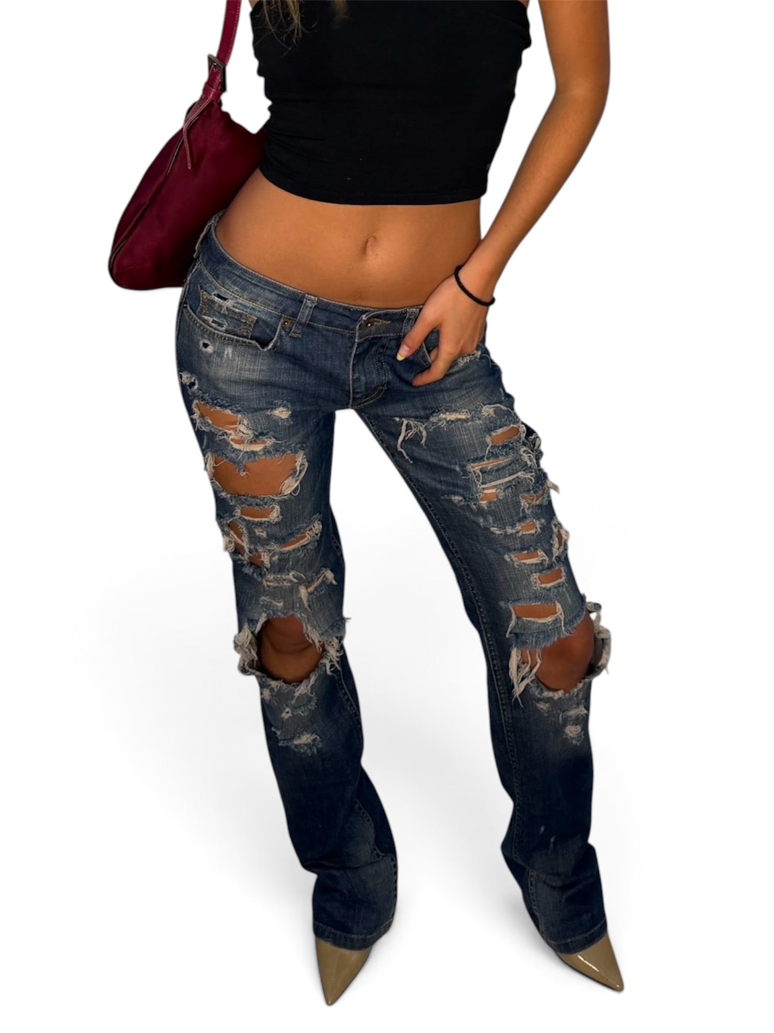 D&G Ripped Low Rise Jeans