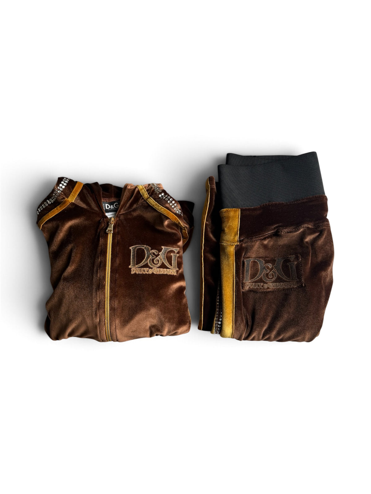 D&G Rhinestone Stripe Velour Tracksuit Set