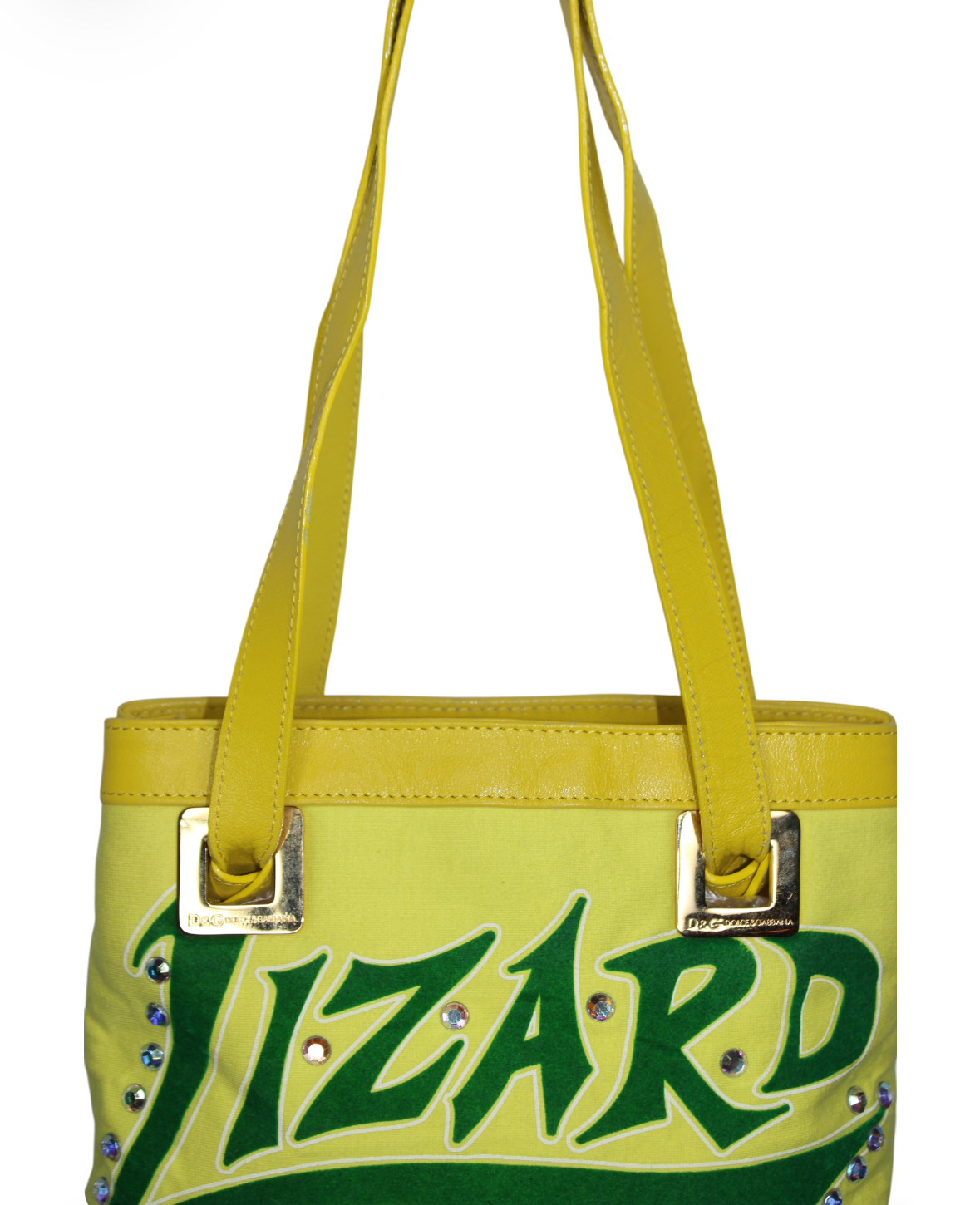 D&G Yellow & Green Rhinestone Lizard Mini Tote Bag