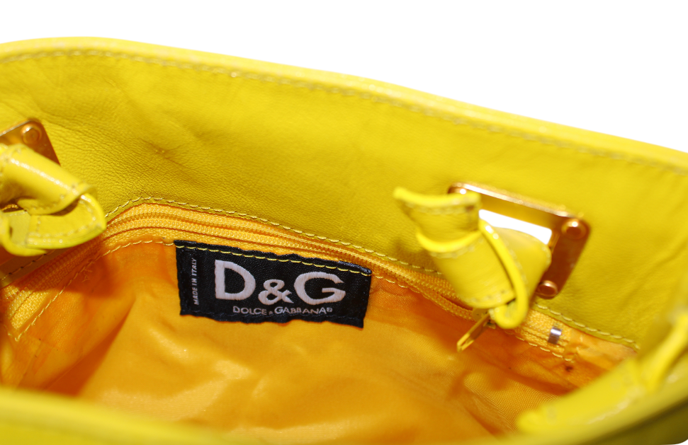 D&G Yellow & Green Rhinestone Lizard Mini Tote Bag