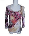 Beaded Floral Animal Print Long Sleeve