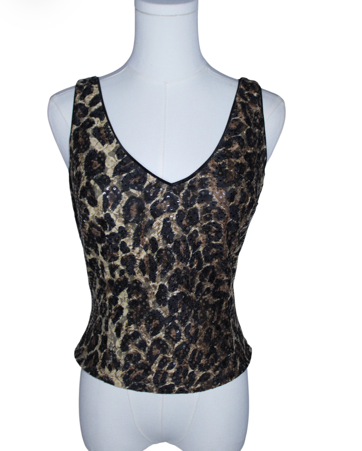Caché Leopard Sequin Tank