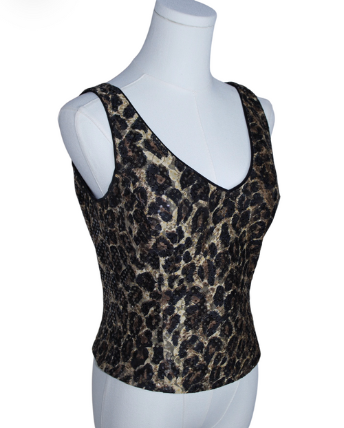 Caché Leopard Sequin Tank