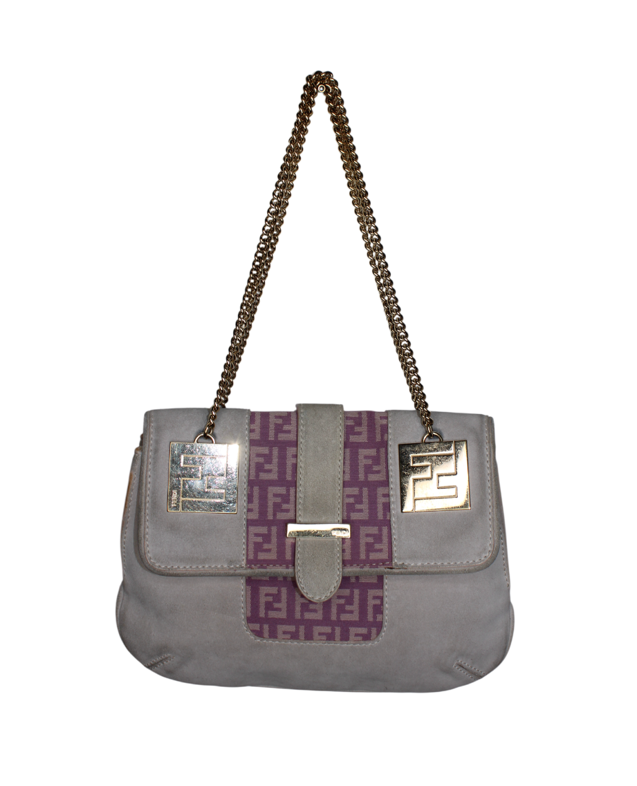 Fendi FF Zucchino Canvas Shoulder Bag