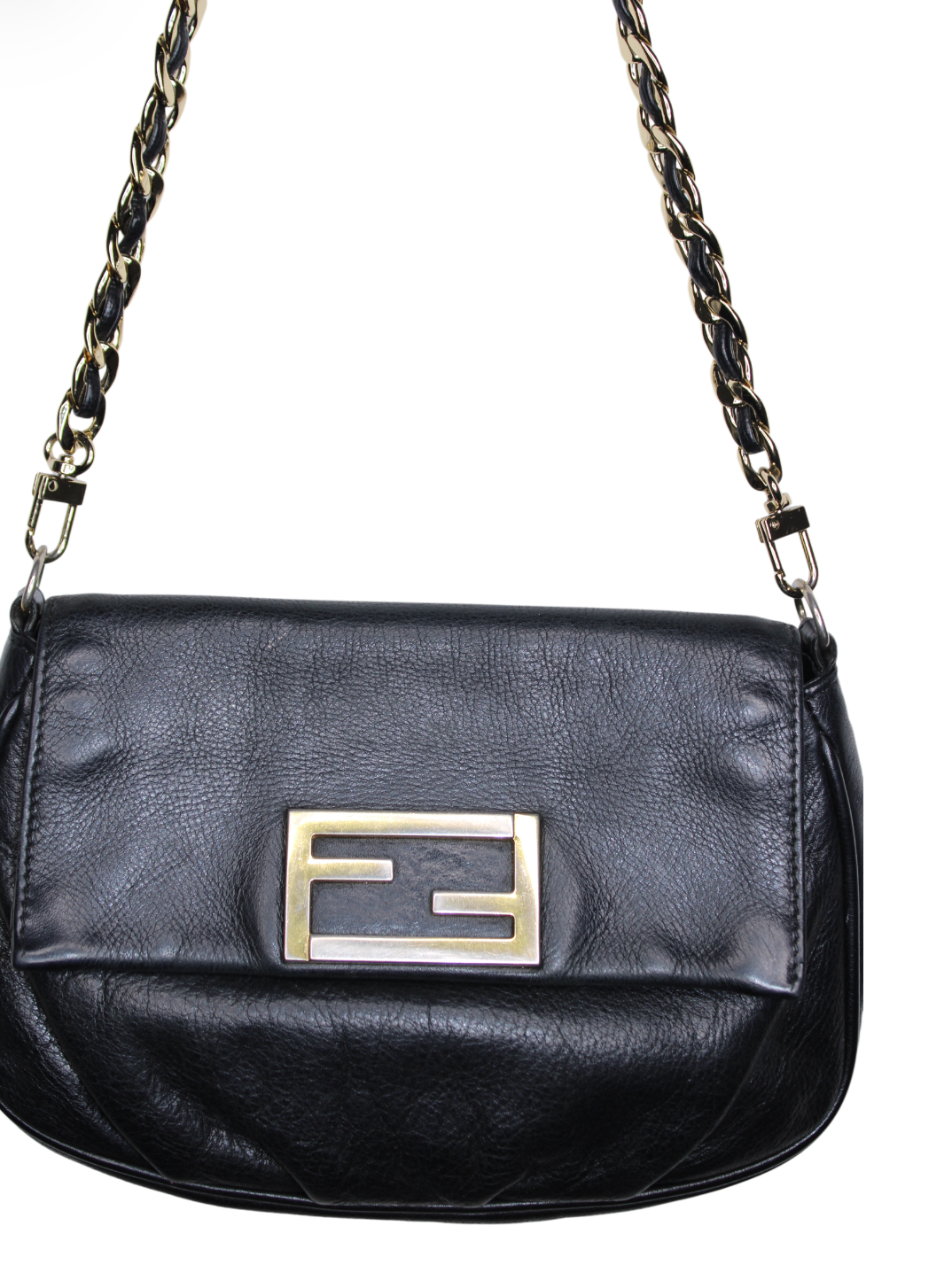 Fendi Black Leather Pochette Bag