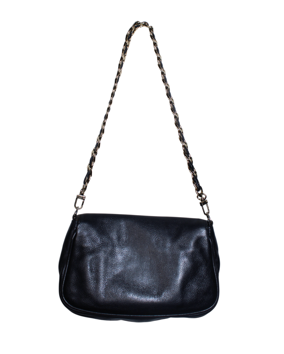 Fendi Black Leather Pochette Bag