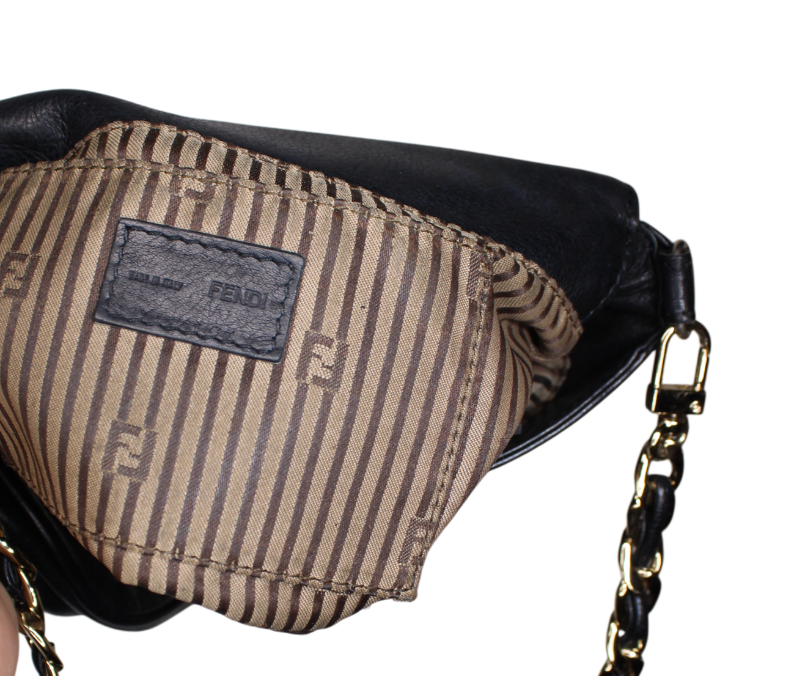 Fendi Black Leather Pochette Bag