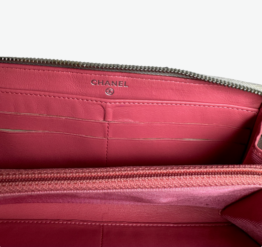 Chanel Neon Pink and Silver Continental Wallet