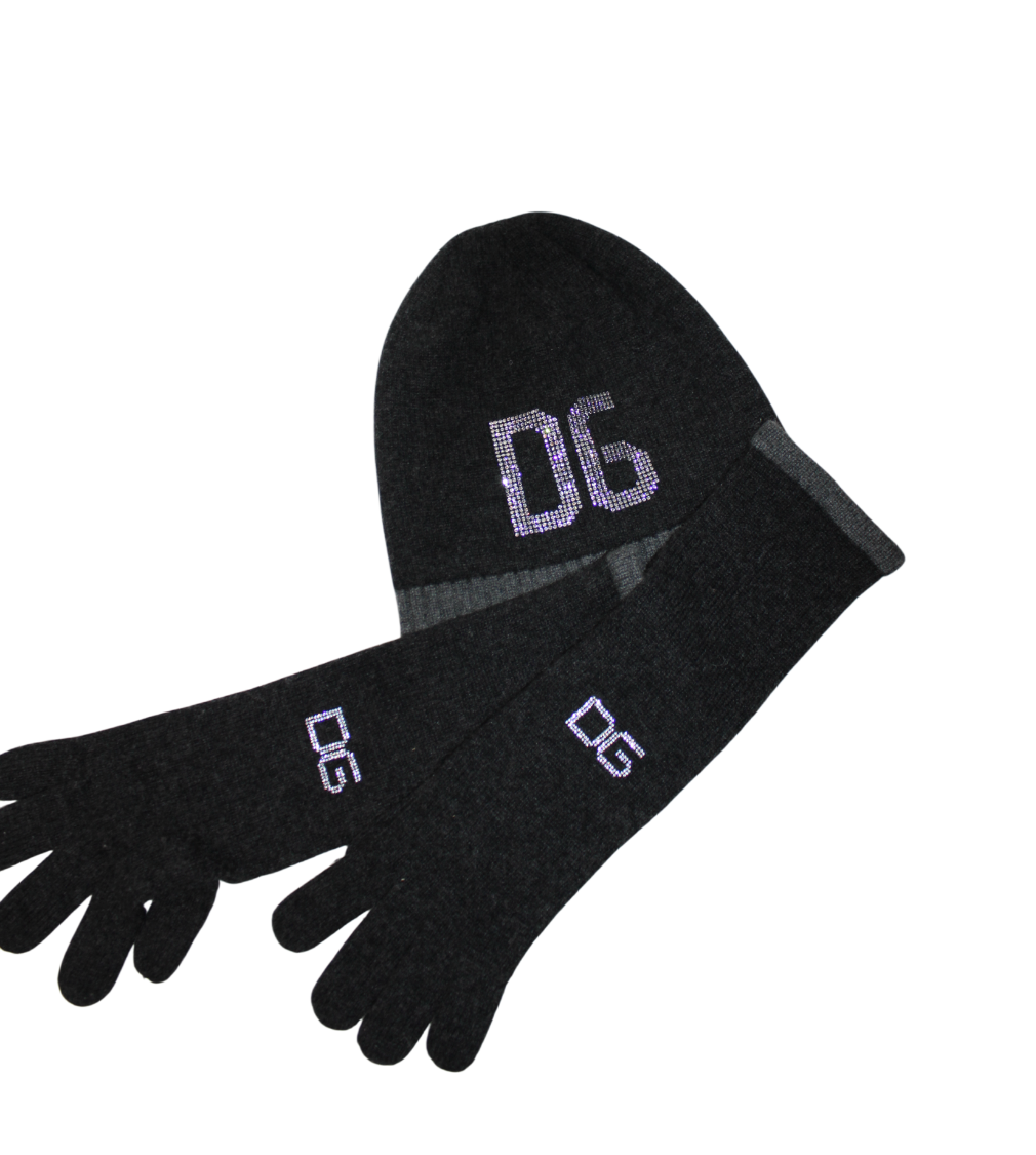 D&G Bedazzled Hat and Gloves Set