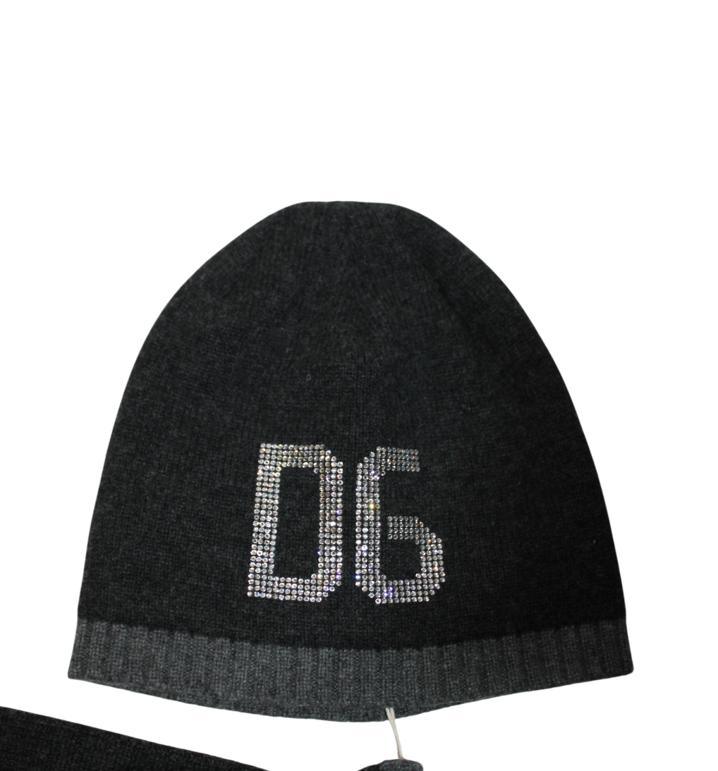 D&G Bedazzled Hat and Gloves Set