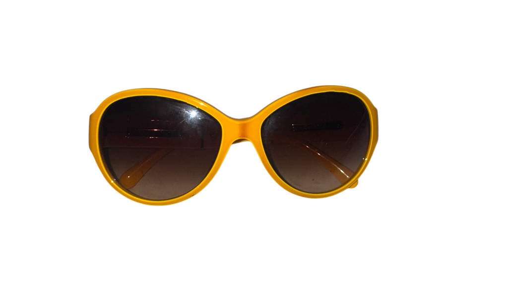 Chanel Yellow Interlocking CC Logo Cat-Eye Sunglasses