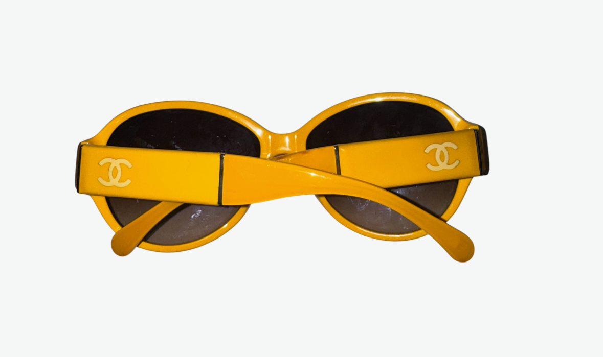 Chanel Yellow Interlocking CC Logo Cat-Eye Sunglasses