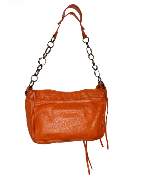 Balenciaga Orange Leather Hip Motorcycle Shoulder Bag