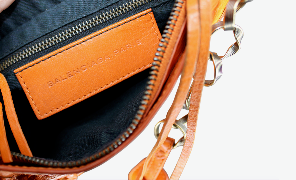 Balenciaga Orange Leather Hip Motorcycle Shoulder Bag