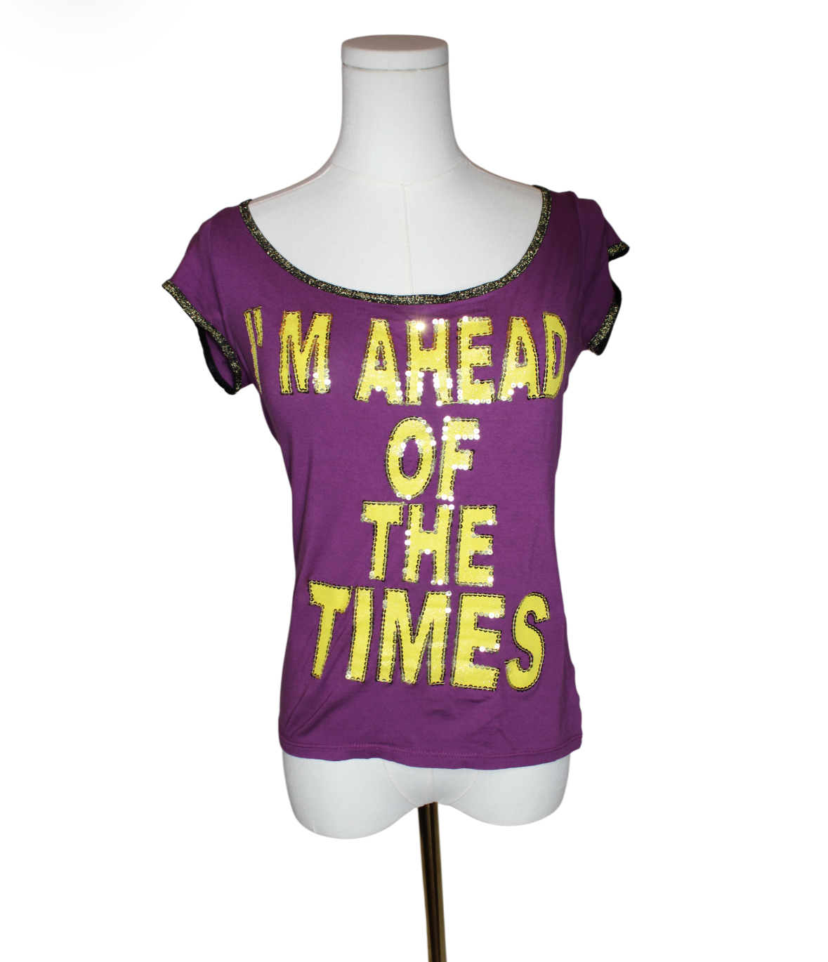D&G “Ahead of The Times” Purple and Gold Embellished Tee