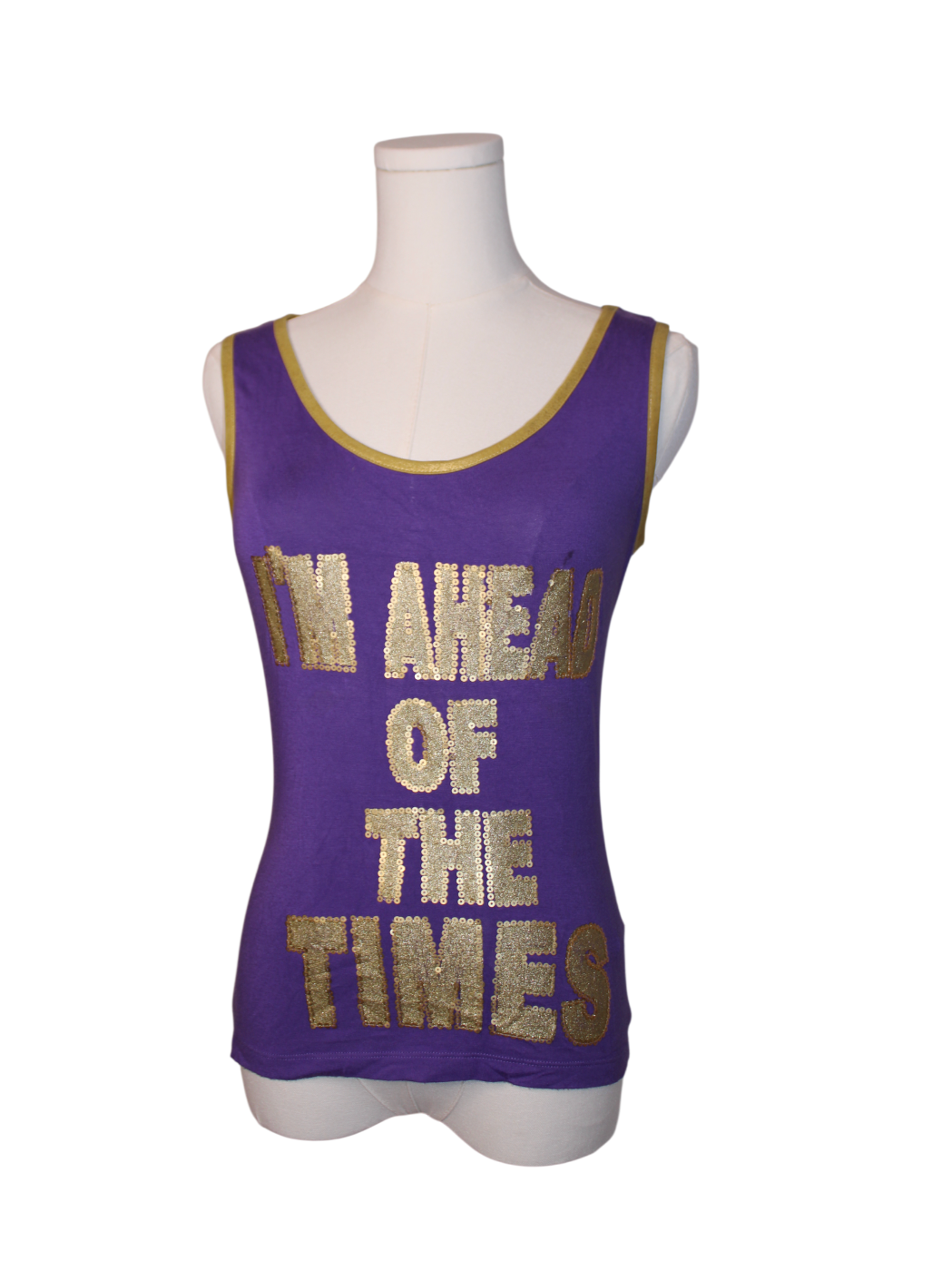 D&G "Ahead of The Times" Purple and Gold Embellished Tank