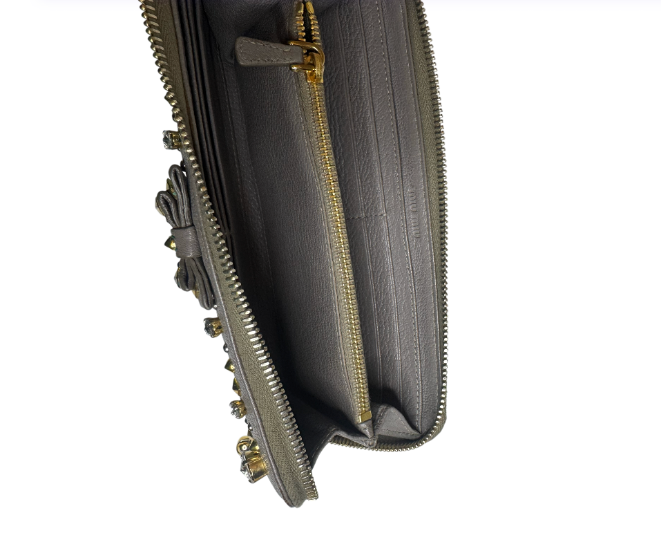Miu Miu Beige Embellished Wallet