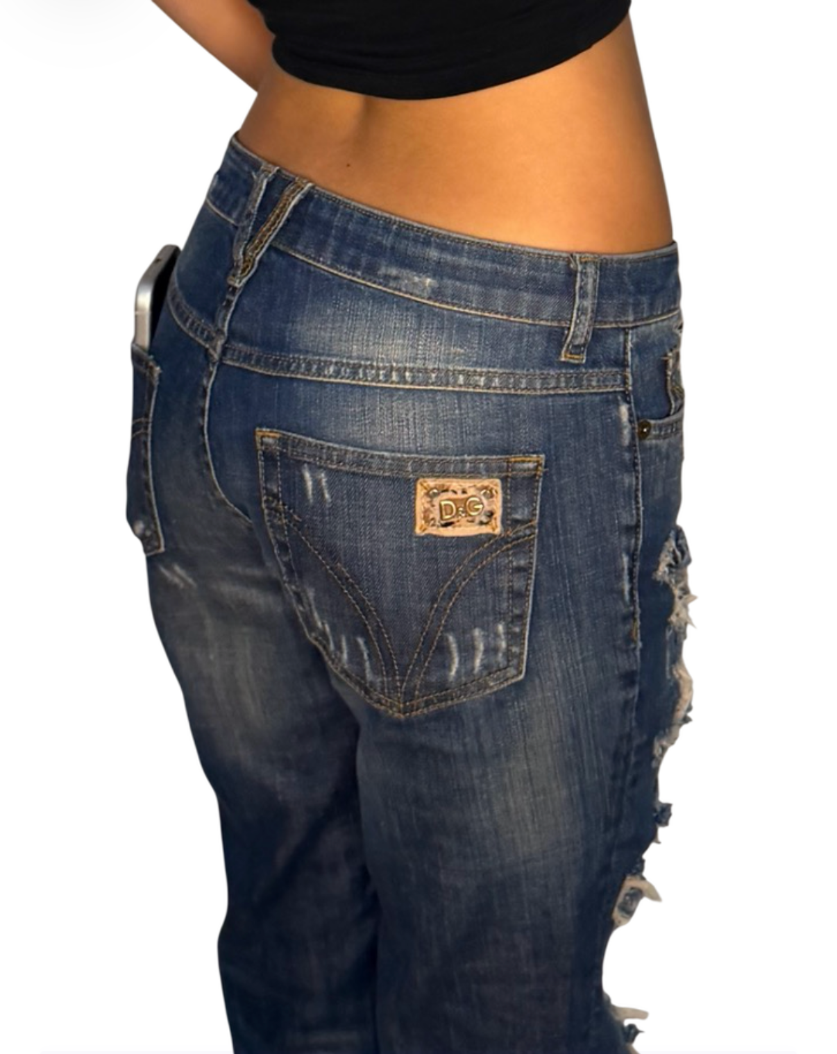 D&G Ripped Low Rise Jeans