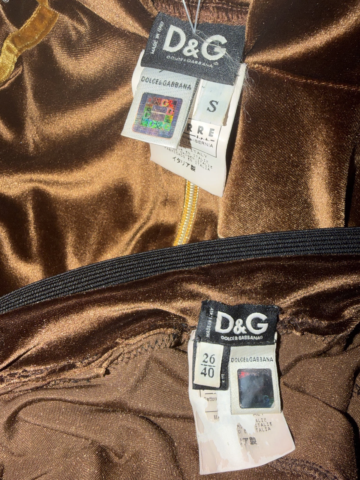 D&G Rhinestone Stripe Velour Tracksuit Set